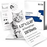 A4 Thermopapier - 8.27' x 11.69' (210mm x 297mm) Schnell Trocknendes Druckpapier, Kompatibel mit Phomemo M08F-A4 M832 M831 M833 M834 M835 Q301 Q302 Thermodrucker für Dokumente Verträge, 100 Blatt