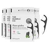 The Humble Co. Pflanzliche Zahnseidesticks | Aktivkohle | Umweltfreundlich, Vegan, Zuckerfrei, von Zahnärzten empfohlen - Entfernt Plaque und Verleiht ein Frisches Gefühl (4 x 50p)