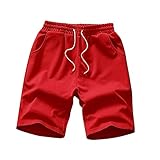 SAUTRV Sommermode, lässig, bequem, solides Netzgewebe, Herren-Shorts, rot, L