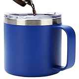 Ungtyb Insulated Coffee Mug with Lid, 12oz Travel Coffee Mug, Portable Coffee Cup, Spill Proof Stainless Steel Mug 11.5cm for Backpacking, Present, Indoor, Outdoor, Multicolor