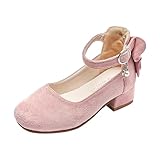 QJDFLL Kairo Kinder Dicke High Heel Sandalen Modische Schleife Kleine High Heel Prinzessin Sandalen Baby Kleinkind(Rosa,31.5)