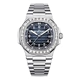 rorios Herren Quarzuhr Datum-Wochentag Anzeige Edelstahlarmband Roségold - Silber Optik Alltag/Business/Außenaktivitäten Uhr Silberblau