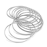 NQEUEPN 12 Stück Boho Armreifen für Frauen, Silber Armbänder Stapelbare Armbänder Trendige Geschichtete Armreifen für Frauen Mädchen Schmuckgeschenke (Silber)