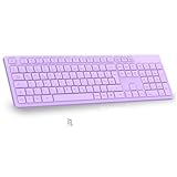 LeadsaiL K786 Kabellose Tastatur QWERTZ Deutsch - 2.4 GHz USB, Multimedia Tasten, leise für PC Laptop Windows (Lila)​
