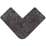 fluffy® Badteppich für Eckduschen, Hochflor aus Mikrofaser, rutschfeste Unterseite (L-Form | Innenmaße 50 x 50 cm, Anthrazit)