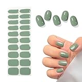VelvetGlow HalbgehäRtete Gel-Nagelstreifen (MoosgrüN), 20 StüCk, Nagelfolien, Aufkleber, SalonqualitäT, Langanhaltend, FüR Alle Uv-Lampen Geeignet