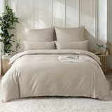 SOULFUL Satin Bettwäsche 135x200 Baumwolle,100% Langstapelige Baumwolle Seidig Luxus Bettzeug, ÖkoTex Zertifiziert & für Allergiker Geeignet, 1 Bettbezug 135x200 & 1 Kissenbezug 80x80,Oatmeal