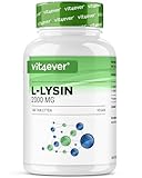 vit4ever L-Lysin - 160 Tabletten - Hochdosiert mit 2000 mg L-Lysin HCL pro Tag - Aus pflanzlicher Fermentation - Ohne unerwünschte Zusätze - Vegan
