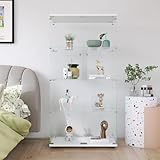 BSMGSGN Glasvitrine mit 4 Schichten, Sammlungsvitrine aus Glas mit 2 Türen und Schloss, freistehendes Bücherregal für Wohnzimmer und Schlafzimmer (4 Schichten, 2 Türen, Weiß)