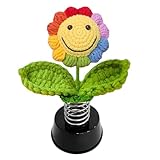 Zuzer Wackelfigur Auto Wackelblume Wackelfigur Blume,Smiley-Sonnenblume Tanzende Blume Auto Deko Auto-Innenraumdekoration