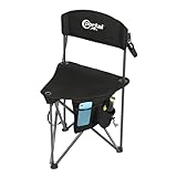 Portal Klapphocker Faltbar mit Rückenlehne Dreibeinhocker Ultraleicht Tragbarer Angelstuhl 78cm Hoch 102KG Belastbar Campinghocker mit Seitentasche für Angeln Camping Wandern Schwarz