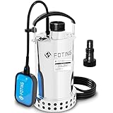 FOTING Schmutzwassertauchpumpe 900 W 19500 l/h, Förderhöhe max 9 m, Eintauchtiefe max 7 m, variabel einstellbarer Schwimmerschalter, Thermoschutz, Pools, Basements, Sewage, Hot Tubs Heater Flush Pit