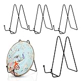 Eisen Display Ständer, 4 Stück Metall Tellerständer 6 Zoll Metallrahmenhalter für Foto Kunst Teller Bücher Bild und Tabletop Art Bilderrahmen 15 x14 x 7,5 cm Schwarz
