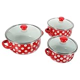 Ciieeo Emaille Suppentopf mit Doppelgriffen Vintage Kochtopf für Herdarten Vielseitig Einsetzbar für Suppe Nudeln Hotpot Praktischer Mini Topf mit Deckel und Stabiler Beschichtung