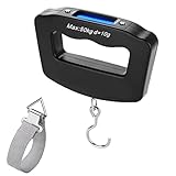 Gepäckwaage, 50 kg, elektronische Hängewaage, Kofferwaage mit Hintergrundbeleuchtung, LCD-Display, Fischwaage mit Haken für Reisen, Outdoor, Zuhause