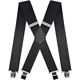 Hosenträger Herren Breit und Stark, Extra Starke Clips, Breite 5 cm, Einstellbare Elastische Träger in X-Form, Geeignet für Männerund Frauen, Robust und Vielseitig für Beruf, Freizeit,Schwarz