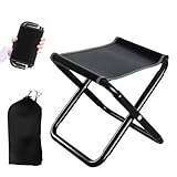 Jinfanshurich Klapphocker Schwarz, 150 KG Belastbar Campinghocker Faltbar, Falthocker verstärkter Kohlenstoffstahlrahmen.
