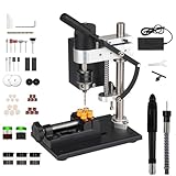Mini Tischbohrmaschine mit 7-Gang-Einstellung, Präzisions-Standbohrmaschine mit 775 Motor & flexiblem Wellenaufsatz, 0,6–6,5 mm Bohrfutter, inkl. Zubehör für Holz, Metall, Schmuck, Kunststoff, DIY