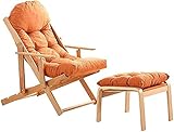 Relaxsessel Zero Gravity Chair aus Holz, klappbar, 3-Winkel verstellbar, faltbar, Relaxsessel, Balkonstuhl, Gartenstuhl für den Außenbereich, Sonnenliege mit Kissen und Fußstütze (Ora