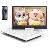 YOTON 16,9' Tragbarer DVD-Player mit 14,1' HD-Schwenkbildschirm für das Auto, 4-6 Stunden Wiedergabedauer mit Akku, intelligente Speicherwiedergabe, USB/SD-Unterstützung (Weiß)