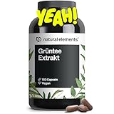 natural elements Grüntee Extrakt – 180 Kapseln – 1998 mg Grüntee Extrakt pro Tagesdosis – mit EGCG und Polyphenolen – vegan, hochdosiert, ohne unnötige Zusätze – laborgeprüfte Qualität