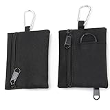 XENQITO 1 Stück Mini Geldbörse für Herren Damen, Münzgeldbörse, Canvas Münzbörse Nylon Taktische Klein Geldbeutel mit Reißverschluss, Mini Kleingeldbörse Portemonnaie mit Schlüsselring und Karabiner