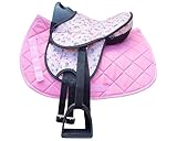 Brama West Kinder Shetty Sattel Set „My Little Pony“ | Sattel für Shetty Pony Holzpferd | mit Satteldecke, Sattelgurt, Steigbügel & Steigbügelriemen | Sattel Flower/Decke Pink