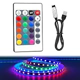 Qkhcable 24 Tasten 5V USB IR RGB Strip Wireless Fernbedienung für 5050 3528 RGB LED Lichtstreifen, Einstellbare Helligkeit, USB-betrieben, Kompatibel mit 5V LED Streifen für Zuhause, TV, DIY