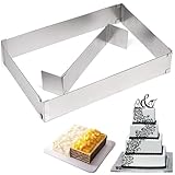 Karkar Backrahmen Rechteckig Verstellbar Edelstahl - Backform Rechteckig 27 * 18 * 5cm Hoch Verstellbare Kuchenform Eckig