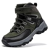 ASHION Winterschuhe Jungen Schneestiefel Kinder Mid Gefütterte Winterstiefel Wanderschuhe Trekking Baumwollschuhe,D Grün 40 EU