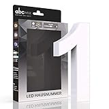 abcMIX LED Hausnummer, personalisierbare beleuchtete Hausnummer, Hausnummernleuchte mit LED - Hausnummer 1, Farbe WEIß, Lichtfarbeneinstellung, Dimmbarkeit