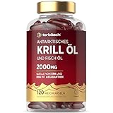 Krillöl Kapseln Hochdosiert 2000mg | Omega 3-340mg EPA/DHA mit 600 mcg Astaxanthin | Antarktis Krill | Alternative zu Lebertran | 120 Stück | Horbaach