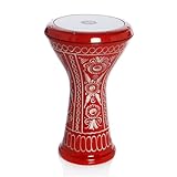 VD® Darbuka/Doumbek Aluminiumguss – Stimmösen und Rmvble-Kopf (21,6 cm) (Anatolische Motive in Rot)