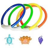 VIKSAUN Unterwasser Tauchbecken Spielzeug, 4 pcs Tauchringe mit 3 pcs Juwelen, Unterwasser-Pooltraining Tauchspielzeug für Kinder (7 pcs)