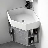Wandmontierter kleiner Eck-Badezimmer-Waschtisch mit Waschbecken, kratz- und schmutzabweisend, platzsparendes Handwaschbecken (40 cm) für den Heimgebrauch