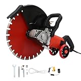 Levkitch Elektrisch Betonsäge 4100 W,Trennschneider Pflasterschneider 410mm Scheibendurchmesser Sägeblatt Mauernutfräse,Nass-Trocken Steinschneidemaschine Schneiden(Rot/16zoll)