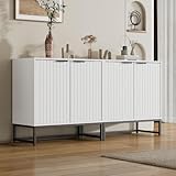maiqiken Moderne Sideboard Kommode mit 2 Türen in Vakuum-Formgebung, Standschrank Lagerung Schrank mit Metallgriffen und Rahmenbeinen, ideal für Wohnzimmer, Flur und Esszimmer, Maße: B160/T40/H80 cm