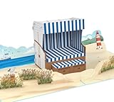 MOKIO® Pop-Up Karte – Strandkorb – 3D Geburtstagskarte für einen Nordsee oder Ostsee Urlaub, als Gutschein für eine Reise ans Meer