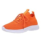 Laufschuhe, Damen, Sportschuhe, orthopädisch, Damen, Laufschuhe, Fitness, Fitnessstudio, Jogging, Tennis, bequem, Sneaker, Orange D, 40 EU