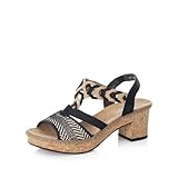 Rieker Damen Riemchensandalen 638C7, Frauen Sandalen,Sommerschuhe,Freizeitschuhe,offene Schuhe,Strandschuhe,schwarz Kombi (00),38 EU / 5 UK