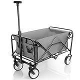 BigDean kompakter Bollerwagen faltbar grau bis 80kg belastbar – platzsparend zusammenklappbar Kleiner Bollerwagen für Ausflüge, Camping & Einkäufe