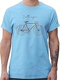 T-Shirt Herren - Fahrrad Bekleidung Radsport - I am The Engine - L - Hellblau - fahrradshirt Geschenk fahrradliebhaber Geschenkideen für Radfahrer fahrradfahren Shirts männer