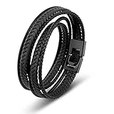 SERASAR Premium Leder Wickelarmband für Männer [Wrap] in Schwarz & Braun | Verschiedene Längen | Verschluss aus Edelstahl | Inklusive Schmuckschachtel | Tolles Geschenk für Männer