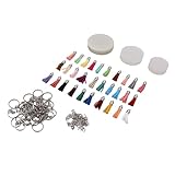 Yosoo Health Gear 150pcs Acrylblähteschlüsselketten -Set Runde Blanks Quasten -Schlüsselring -Kit mit 30 Klaren Tellern 30 Schlüsselringe 60 Splitringe für DIY -Handwerksdekoration Anhänger