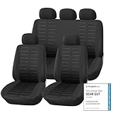 Upgrade4cars Auto-Sitzbezüge Set Universal | Auto-Schonbezüge Vordersitze & Rückbank | Auto-Sitzbezug Schwarz | Autozubehör Innenraum Deko | Geschenke für Frauen und Männer