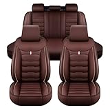 Auto Leder Sitzbezügesets, für Jaguar XF 2008-2015 5-Sitzer Non-Slip Wear-Resistant Auto Full Sets Protektoren Kissen,Standard Version-Coffee