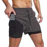 Danfiki Herren Sport Shorts Kurze Hose Schnell Trocknend Sporthose Leicht mit Reißverschlusstasche Laufshorts mit Taschen Hosen Fitness Laufhose