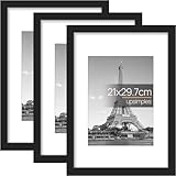 upsimples 3 Pack Bilderrahmen A4, Bilderrahmen Kinderzeichnungen A4，Picture Frame Schwarz für Fotos, Bilder, Poster