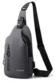 Pangogogo Umhängetasche Herren Klein, Leichte & Wasserdichte Sling Bag für Männer, Brustbeutel/Crossbody Bag für Travel, Festival, Alltag, Wandern & Radfahren (Grau)