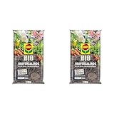 COMPO Bio Universal-Erde für Zimmerpflanzen, Ideal auch als Gemüseerde, für Obst und als Kräutererde, Torffrei, Kultursubstrat, 7,5 Liter, Braun (Packung mit 2)